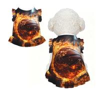 Basketball on Fire and Water Flame Splashing Ruffle Dog Dress Frilly Sleeveless Breathable Summer Party for Small Dogs Cats XL