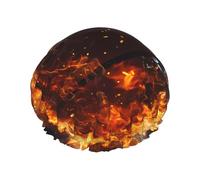 Basketball on Fire and Water Flame Splashing Women's shower cap, waterproof, reusable, with washable elastic cord, suitable for long hair and braids, ideal for showering.