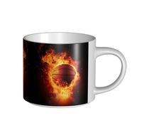 Basketball On Fire Flame Splashing Large Capacity Ceramic Mug, Delicate Body, Thick Body, Simple and Elegant