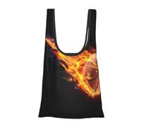 Basketball On Fire Foldable Shopping Bag In Pouch Reusable Shopping Bags