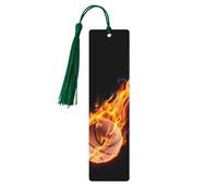 Basketball On Fire Print 5pcs Wooden Bookmarks with Tassels, Reading Page Markers Book Marks, Gifts for Men Women