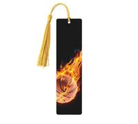 Basketball On Fire Print 5pcs Wooden Bookmarks with Tassels, Reading Page Markers Book Marks, Gifts for Men Women
