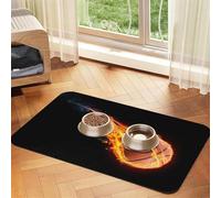 Basketball On Fire print PU Leather Feeding Mat for Dogs Cats Pet Food Mat Absorbent Non-Slip Rubber Bottom