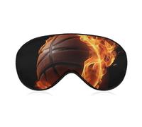 Basketball On Fire Sleep Mask for Women Men, Breathable Soft Sleeping Mask Adjustable Eye Cover Light Blocking Eye Masks for Travel, Home, Office, Nap, Flights