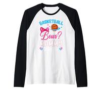 Basketball or Bows Mammy Loves You Gender Reveal Pink Blue Raglan Baseball Tee