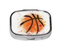Basketball Orange Abstract Painting Background,Meta Pill Box 2 Compartment Medicine Case,Portable Organizer,Rectangle Meta Portable Organizer Pill Box 624 Compartment Medicine Case