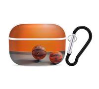 Basketball Orange AirPods Pro Case Cover with Keychain Ring PC Hard Shell Protective Case for AirPods Pro 2nd for Women Men Generation Easy Open Full Drop Protection Cover White-Style