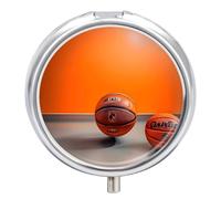 Basketball Orange Pill Box 3 Compartment Decorative Metal Medicine Vitamin Organizer Personalized Medicine Organizer Travel Pillbox for Outdoor