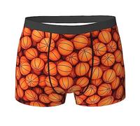 Basketball Orange Print Exceptional Elastic Sweat-Absorbing Boxer Briefs,Premium Elastic Boxers For Men, Black, Large