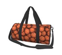 Basketball Orange Print Round Duffel Bag, Canvas Overnight Travel Tote Bag, Waterproof and Tear-Resistant.Foldable Weekend Travel Bag