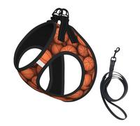 Basketball Orange Print Step in Dog Harness and Leash Set,Mesh Pet Vest Harness for Small Dogs and Cats