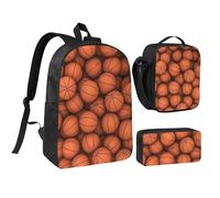 Basketball Orange,Student Backpack,Lunch Bag,Pencil Case 3 Piece Set