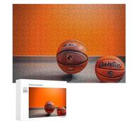 Basketball Orange Wooden Puzzles for Adults 300 PCS Unique Shape Puzzles Wall Art Home Decor for Puzzle Lovers, Family, Friend Creative Gift Toys