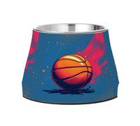 Basketball Painted Pop Dog Raised Bowl, 540 ML Feeding Food Pet Bowl Stainless Steel Non-slip High Capacity Cat Bowl