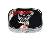 Basketball Painting Sports Art,Meta Pill Box 2 Compartment Medicine Case,Portable Organizer,Rectangle Meta Portable Organizer Pill Box 622 Compartment Medicine Case