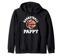 Basketball Pappy Distressed Vintage Funny Grandpa Game Day Zip Hoodie