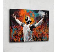 Basketball Picture - Pop Art Wall Deco - Graffiti Street Art Canvas - Teenage Boy Room Decoration - Sports Canvas Print - Basketball Gift Idea - Modern Colourful Design Picture (40 x 30 cm)