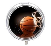 Basketball Pill Box Round Portable Small Pill Case Waterproof Travel Pill Box Organizer for Pocket Purse and Daily Convenience