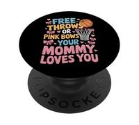 Basketball Pink Bows Free Throws Mommy Loves You PopSockets Adhesive PopGrip