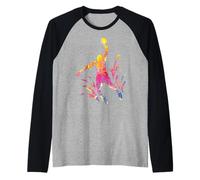 Basketball Player Art Colorful Cool Abstract Basketball Raglan Baseball Tee