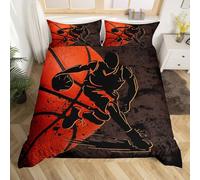 Basketball Player Duvet Cover Super King 3 Pcs,3D Abstract Basketball Grid Print Bedding Set for Kids Boys Teens Adults,Sports Style Modern Comforter Cover with 2 Pillowcases(No Comforter)