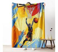 Basketball Player Fleece Throw Blanket, Gaming Competition Couch Blanket 50"x60" Soft, Graffiti Sports Theme Blankets For Bed Warm Lightweight Cozy Bedding Blanket For Winter Fall Spring Summer