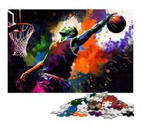 Basketball Player JigsawPuzzle 1000 Pieces for Adults Wooden Jigsaw Puzzles for Adults Ideal DIY Decor & Brain Teaser Gift 50x75CM/19.68x29.52inch
