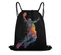 Basketball Player Shooting Adult Bundle Pocket Drawstring Bag Portable Backpack for Gym