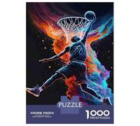 Basketball Player Slam 1000 Pieces Jigsaw Puzzle Set Jigsaw Puzzle Extra-Thick Cardboard Stress Relief Travel Adults Kids 12+ Brain Training Puzzle 38x26cm/1000pcs