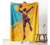 Basketball Player Soft Blankets Fall Throw Blanket, Sports Theme Blankets Full Size 90x90 Inch Cozy, Gaming Competition Fleece Blanket Warm Lightweight for Bed Couch Camping Picnic Travel