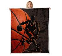 Basketball Player Throw Blanket Twin 60x80 3D Abstract Basketball Grid Print Fuzzy Blanket for Kids Boys Teens Adults Sports Style Modern Fleece Blanket for Livng Room Sofa