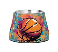 Basketball Pop Art Design Dog Raised Bowl, 540 ML Feeding Food Pet Bowl Stainless Steel Non-slip High Capacity Cat Bowl