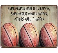 Basketball poster some people want it to happen some wish it would happen others make it happen Retro Metal Tin Sign Vintage Sign for Home Coffee Wall Decor 12x8 inch