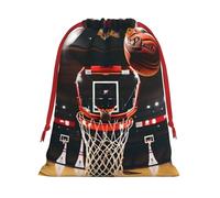 Basketball Print Drawstring Gift Bags For Christmas,Holiday Party Gift Wrapping Bag Assorted Sizes
