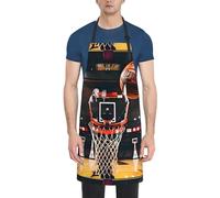 Basketball Print Kitchen Apron With Pockets Versatile Adjustable Chef Bbq Grilling Smock For Adults
