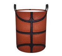 Basketball Print Laundry Basket Waterproof Oxford Fabric Collapsible Laundry Hamper Round Dirty Clothes Storage Bin Toy Organizer with Handles for Bedroom Bathroom College Dorm Living Room Nursery