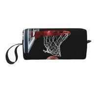 Basketball Print Lightweight Travel Bag, Foam Padded Cosmetic Case, Simple Organizer Pouch for Efficient Packing