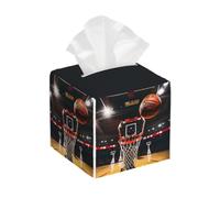 Basketball Print Square Tissue Box Cover,Leather Tissue Boxes Organizer Holder Decor for Bathroom