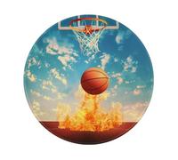 Basketball Printed Gaming Mouse Pad 4 PCS, Round Non-Slip Rubber Base Laptop Mousepad Desk Mat for Gamer, Office, Home