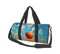 Basketball Printed Sports Gym Bag with Wet Pocket & Shoes Compartment, Travel Duffel Bag for Men Women