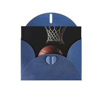 Basketball Prints Pearl Paper Horizontal Festival Greeting Card for Birthday Cards and All Occasions, Blue