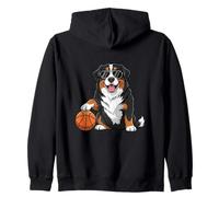 Basketball Puppy Bernese Mountain Dog Cool Zip Hoodie