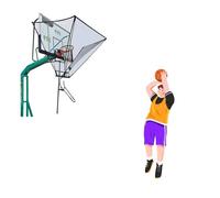 Basketball Return Attachment with 180° Rotating Chute 2 Rebound Nets Basketball Shot Returner for Continuous Solo Shooting Practice
