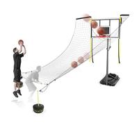 Basketball Return System, Portable Shot Returner with Adjustable Support Bars, Heavy Duty Net for Indoor/Outdoor Shooting Practice, 4.8m x 4.8m Size