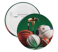 Basketball Rugby Baseball Golf Badge Metal Round Pins, Lightweight Brooch for Backpack, Fashion Button Pins Badge for Shirts, Jackets, Shawl Coat, Unisex, 5PCS, Tinplate, metal round pins