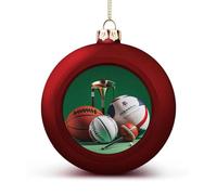 Basketball Rugby Baseball Golf Christmas Tree Ornaments 1.6 Inch Shatterproof Pc Plastic Balls with Lanyard Baubles Hanging Christmas Ball Ornaments for Xmas Tree Holiday Party Wedding Home Decoration
