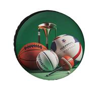 Basketball Rugby Baseball Golf Spare Tire Cover, 30inch Oxford Wheel Protector Travel Accessories, Waterproof Dustproof Wheel Tire Covers for RV Jeep SUV Camper Truck