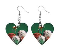 Basketball Rugby Baseball Golf Wooden Earrings for Women, Vintage Elegant Wood Jewelry, Lightweight Earrings for Wedding, Party, Everyday Jewelry Gift, Love, Wood, wood