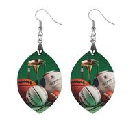 Basketball Rugby Baseball Golf Wooden Earrings for Women, Vintage Elegant Wood Jewelry, Lightweight Earrings for Wedding, Party, Everyday Jewelry Gift, Star, Wood, wood