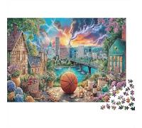 Basketball Scenery Paper Jigsaw Puzzle 1000 Pieces for Adults Educational Brain Training City View Puzzle Home Wall Art Social Gift 38x26cm/1000pcs